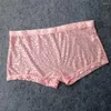 Underpants Sexy Men Sheer Boxer Shorts Breathable Thin Briefs Underwear Lace Stretch Boxershorts Man