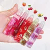 Lip Gloss 6pcs / set Transparente Hidratante Lip Gloss Fruit Roll-on Balm Lip Maquiagem Primer Hidratante Clear Lip Oil Cosméticos de Longa Duração 231216