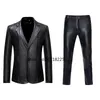 Abiti da uomo Blazer Oro lucido 2 pezzi Blazer Pantaloni Terno Masculino Fashion Party DJ Club Dress Tuxedo Suit Uomo Stage Singer Clothes 231216