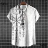 Camisas casuais masculinas vintage 3d totem impressão roupas grandes de manga curta tops meio abertos para homens henley 5xl tees