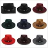 Basker mode kvinnor kände fedora hatt med bred grim ull jazz sombrero lady fascinators trilby steampunk bälte