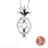 3 Stück 925 Silber Anhänger für Damen Schmuck Charms Beliebte Frucht ausgehöhlte Ananas Käfig Anhänger Perlenmedaillon Y200903293l