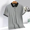 Polos pour hommes Corée Style Solide 2023 Marque Mode Soie Polos À Manches Courtes Noir Blanc Été Respirant Tops Tee Oversize 5XL