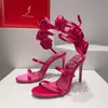 kwiaty sandały na obcasie buty sukienki luksusowy projektant kryształowy pasek kostki uzwojenie 10 mm modny pięta sztyletowa dla kobiet rene caovilla 35-43 Rozmiar
