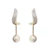 Dingle örhängen 1-5par Pearl Elegant Drop Earring Wedding Jewelry Long Tassel Trend Crystal