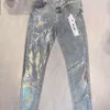 Lila jeans män jeans hål smala fit stretch byxor italiensk märkesdesigner denim street denim smal fit rak ben cykel jeans