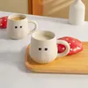 Muggar Creative Red Mushroom Ceramic Coffee Cup with Lid Cartoon Cute Mug Breakfast Milk Birthday Present Dekoration Hem