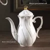 Mugs Gold Inlay Bone China Coffee Set Europe Porcelain Tea Ceramic Pot Creamer Sugar Bowl Teapot Cup Mug Coffeeware 231216