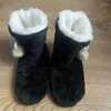 Pantoufles Femmes Épais Chaud Chaussures De Sol Bottes Femme Tube Haut Antidérapant Intérieur Coton Dames En Peluche Maison