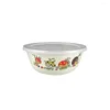 Bowls 50%Clear Pattern Enamel Bowl With Lid Nostalgic Chinese Dinner Salad Kitchen Tableware