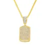 10 rzędu lodu cz diamentowy metal Hip Hop Gold Silver Square Dag Dag Tag Charm Naszyjnik Drop 306L