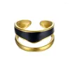 Кольца кластера, регулируемое открывающееся кольцо с капающим маслом, женское модное эмалированное покрытие из 18-каратного золота, нержавеющая сталь в европейском стиле