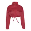 レディースジャケット2023女性ファッションカジュアル冬Y2Kストリートウェア服のクロップジャケットコートセクシーなトップスポケットコート厚い温かい