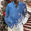 Casual overhemden voor heren 2023 Kerstthema Sneeuwvlok 3D-printen Overhemd met knopen Lange mouw Feestdagen Top Jaar Paar 6XL
