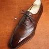 Dress Shoes Brogue Of Men Brown Black Handmade Round Toe Lace-up Zapatos De Hombre