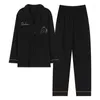 Pigiama da notte da uomo per uomo in cotone invernale nero cartone animato pantaloni a maniche lunghe casual homewear set da notte coreano