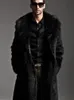 남성 모피 가자 가을과 겨울 대형 라펠 긴 재킷 패션 두꺼운 외투 코트 남성 의류 231216
