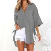 Women's Blouses Casual Tops T-Shirt Blouse For Women Loose Button Long Shirt Dress Cotton Ladies Short Sleeve Temperament Ropa Mujer