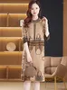 Pulls pour femmes Femmes Mode Imprimer Tricoté Kawaii Pulls Automne Hiver Épais Chaud Pull Robe 2023 Coréen Vintage Élégant Bodycon