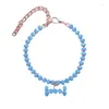 Halsbanden Ketting Verstelbare Kattenhalsband Turkoois Zirkoon Bot Hanger Sieraden Luxe Feestjaar Accessoire