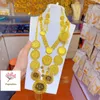 Collana Orecchini Set Placcato Oro 24K Dubai Nappa Festa di Nozze Anniversario Gioielli Regalo di Tre Popodion YY10371