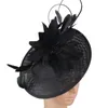 Bérets Imitation bleu clair fascinateur chapeau femmes élégant mariage événement casque fantaisie plume cheveux accessoires fête chapeaux