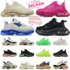 2024 triple s men women designer casual shoes platform sneakers clear sole black white grey pink blue Neon Green mens trainers Tennis