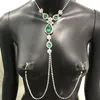 2020 Luksusowy zielony dhinestone bez przebijającej biżuteria dla kobiet seksowne dziecko do sutka.