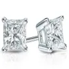 Boucles d'oreilles à tige en or blanc 14 carats avec diamants taille princesse à 4 griffes 1 50 ct total G-H SI2266W