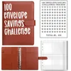 Partihandel 100 Envelope Challenge Binder Par Challenge Sheets Event Notepad Pu Leather Binder Notebook Pengar kuvert för kontor Hem Computadora Portatil