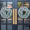 Decorative Flowers Decoration PVC Snowy Flocked Christmas Wreath Realistic Design Front Door Porch Pendant For Home Mall Party Festival