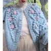 Women's Knits Harajuku Crop Cardigans tricotés femmes 3D fleur pull manteau doux simple boutonnage tricots vestes coréen pull ample