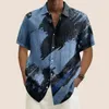 Chemises décontractées pour hommes peinture à l'encre chinoise Graffiti motif dégradé imprimé chemise à manches courtes mode haut de gamme design revers haut