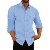 Camisas casuais masculinas vintage lapela colarinho solto cor pura camisa masculina blusa primavera outono manga longa único breasted cardigan topos