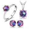 Mystic Topaz Chaîne Pendentif Collier Boucles D'oreilles Bague Ensemble 925 En Argent Sterling Pierres Précieuses Ensembles De Bijoux En Argent 925 Bijoux Pour Femmes 2009251E