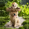 装飾的なオブジェクト図形遊び心のある庭の犬の彫刻樹脂鳥の摂食トレイホームヤード動物彫刻装飾装飾屋外231216