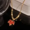 Boucles d'oreilles à tige année rouge, ensemble de collier en cristal et Zircon, festif pour femmes, dorure en cuivre