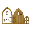 Dekorativa föremål Figurer Fairy Door and Window Set For Trees Miniature Wood Pixie Garden Outdoor Decoration Home Kids Park Lawn Yard Ornament 231216