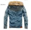 Winter Mens Denim Jacket with Fur Collar Retro Ripped Fleece Jeans and Coat for Autumn S6XL 240115