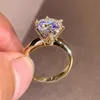 Solitaire Ring 3ct Diamond Woman Silver 925 Gold Gold Moissanite Conganting Wedding 2Ct Moissanite مع شهادة Y2302279V