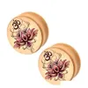 Yogakroppsmycken OM Symbol Flower Logo Wood Ear Expansions Bårmätare 6-16mm Piercing Plugs and Tunnels 314KR288O