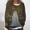 القمصان النسائية T TOPS TOPS GHOST 3D PRINT HALLOWEEN PULLOVER SWESSHIRT HARAJUKU FEMAN