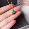 Titanium With 18K Gold Natural Green Stone Geo Necklaces Women Jewelry Punk Party Designer Club T Show Korea Japan Q05313178