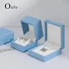 Jewelry Boxes Oirlv Fashion Blue Leather Jewelry Organizer Wedding Ring Box Pendant Bracelet Necklace Storage Case Gift Packaging Display Box 231216