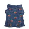 Abbigliamento per cani Cani e gatti Giacca di jeans Gilet Design di ciliegie Cappotto di jeans per cuccioli di animali domestici Abbigliamento primavera/autunno