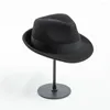 Baretten Zwarte Wollen Trilby Hoed Met Band Mannen Fedora Hoeden Korte Rand Panama Bruiloft