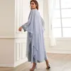 Ethnische Kleidung Eid Ramadan Muslimische Frauen Stickerei 2 Stück Offene Abaya Kimono Innenkleider Set Türkei Arabisch Kaftan Kleid Dubai Jalabiya