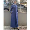 Ethnische Kleidung Türkei Dubai Abayas Reißverschluss Strickjacke Roben Muslimische Frauen Casual Einfarbig Robe Islam Für