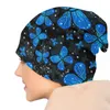 Basker blå fjäril färgglada skallies mössor hatt goth unisex street cap varm termisk elastisk motorhuven stickad