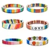 Bohemisk vänskap flätad emaljplattor armband 2020 Boho Love Letter Summer Rainbow Jewelry Pulseiras Mujer Fashion Street314c